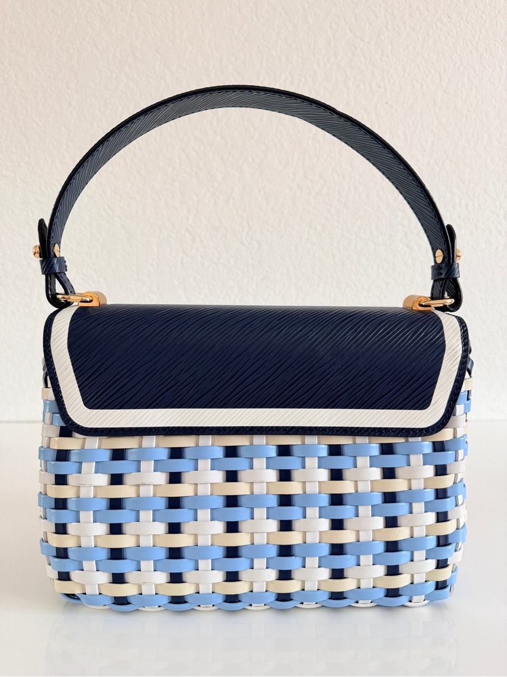 Louis Vuitton Navy and White Epi Twist Small Top Handle Bag with Gold Hardware - Picture 3 of 14